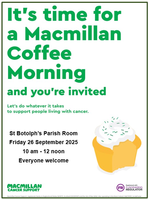 MacMillan coffee morning 26 September 10am - 12 noon