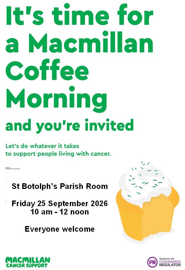 Macmillan Coffee morning Friday 25th Sept. 10am - 12 noon