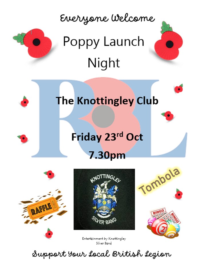 Poppy Launch Night at The Knottingley Club Friday 23 October