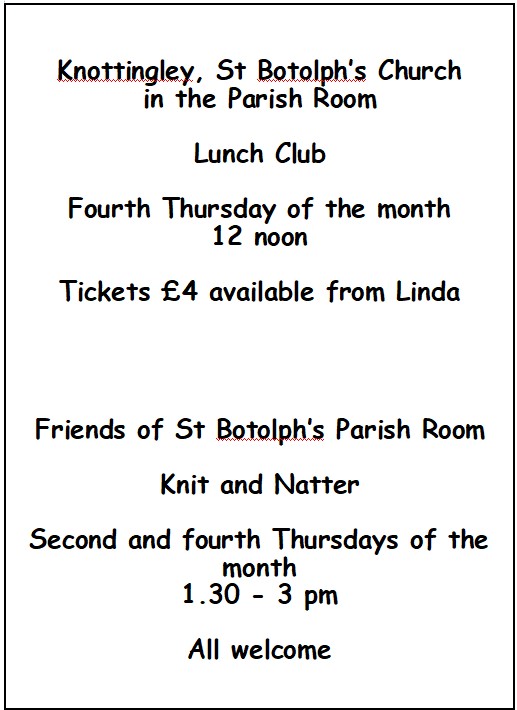 Lunch club fourth Thursday of the month 12 noon